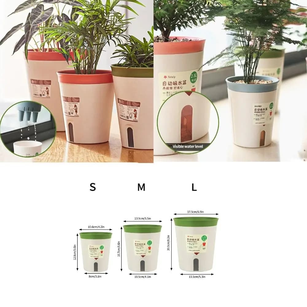 Pot de fleur hydroponique paresseux, pot de fleurs absorbant l'eau, pot de plante succulente, plastique, jardinière auto-arrosante, salon, décor de bureau