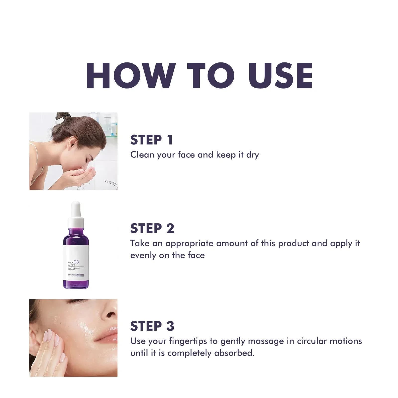 Sérum éclaircissant à la vitamine B3 (flacon violet) - Atténue les taches brunes, unifie le teint, raffermit et améliore l'élasticité grâce à une hydratation intense
