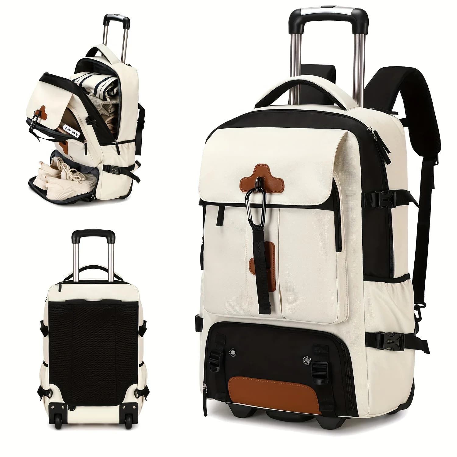 Sac à dos à roulettes grande capacité, sac à dos de voyage avec roulettes, bagage à main pour hommes, sac à dos de voyage extérieur à roulettes