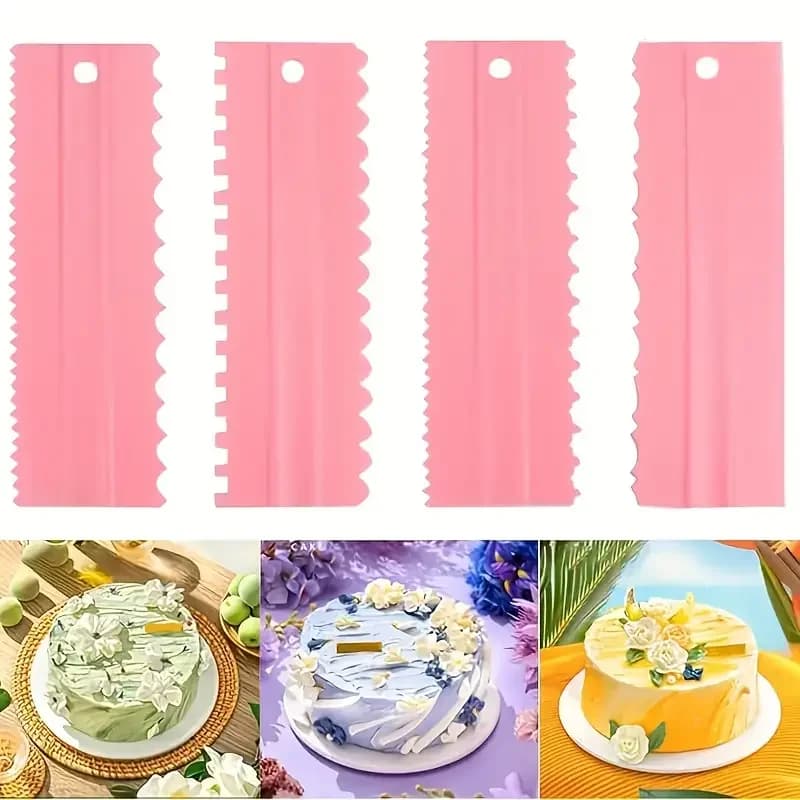 Ensemble de grattoirs à gâteaux 4 pièces, outils de glaçage plus lisses et de décoration de gâteaux pour crème au beurre, Fondant, biscuits, fournitures de cuisson professionnelles