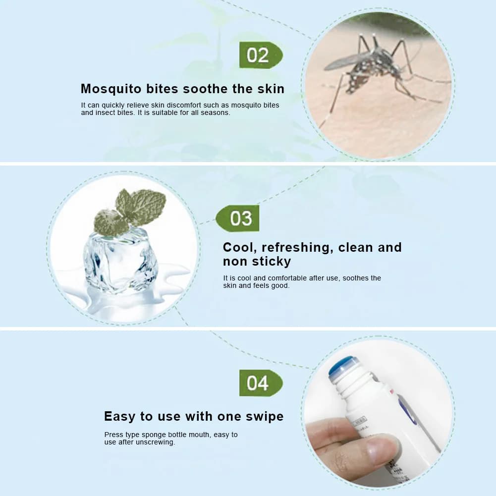 Répulsif anti-moustiques liquide Anti-démangeaison à rouler, applicateur de soulagement facile, sans Stimulation, empêche les éclats, les piqûres de moustiques
