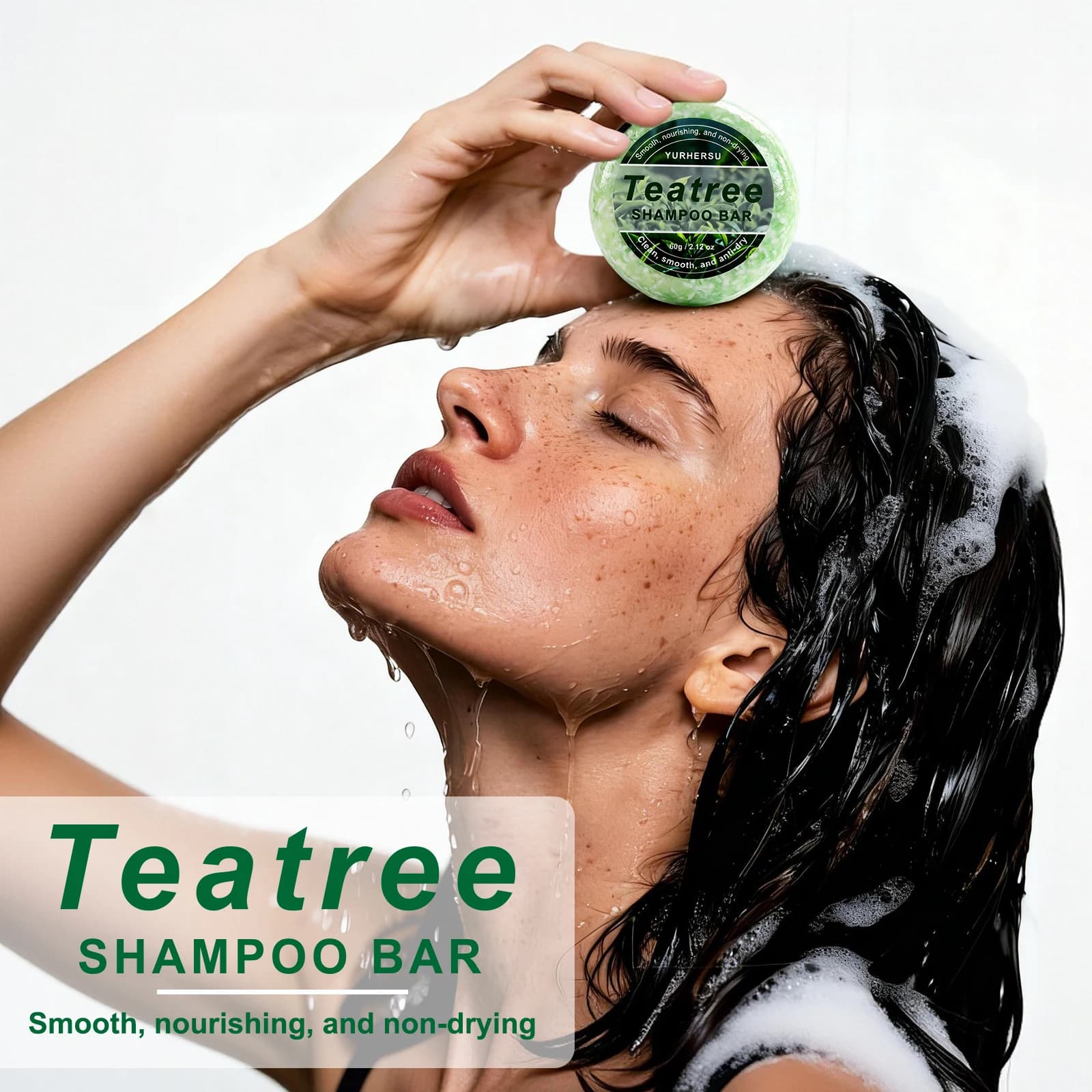 Shampooing Solide Naturel au Théier – Contrôle du Sébum, Anti-Pelliculaire, Rafraîchissant pour Cuir Chevelu, Nettoyant pour Cheveux Gras et Déchiquetés