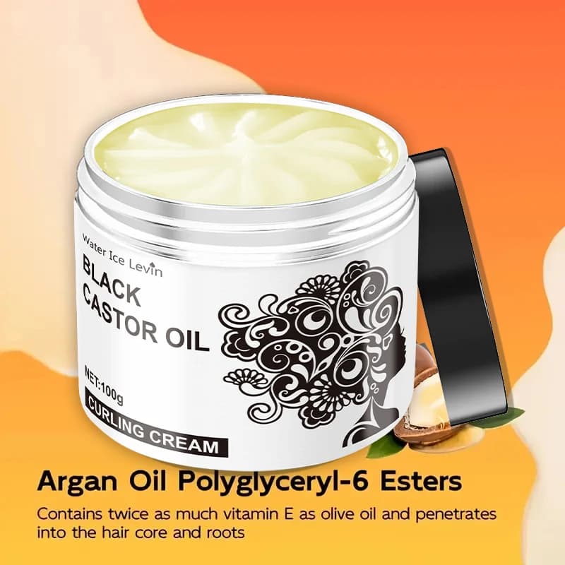 Crème définissante pour boucles à l'huile de ricin noire, améliore la douceur et la lissité des cheveux, formule légère non grasse avec huile de coco, convient à tous les types de cheveux