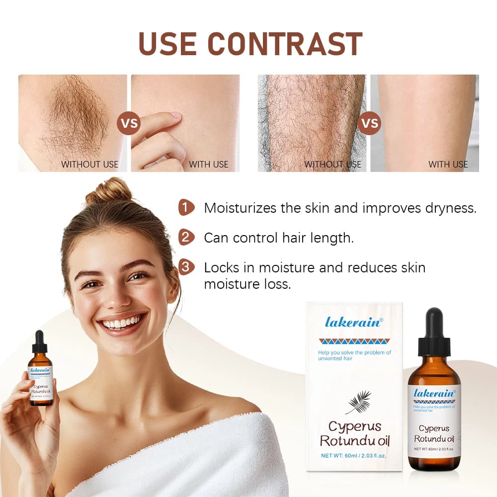 Inhibe la croissance des cheveux 60 ml d'huile de Cyperus Rotundus nourrit les ingrédients de la peau sont en toute