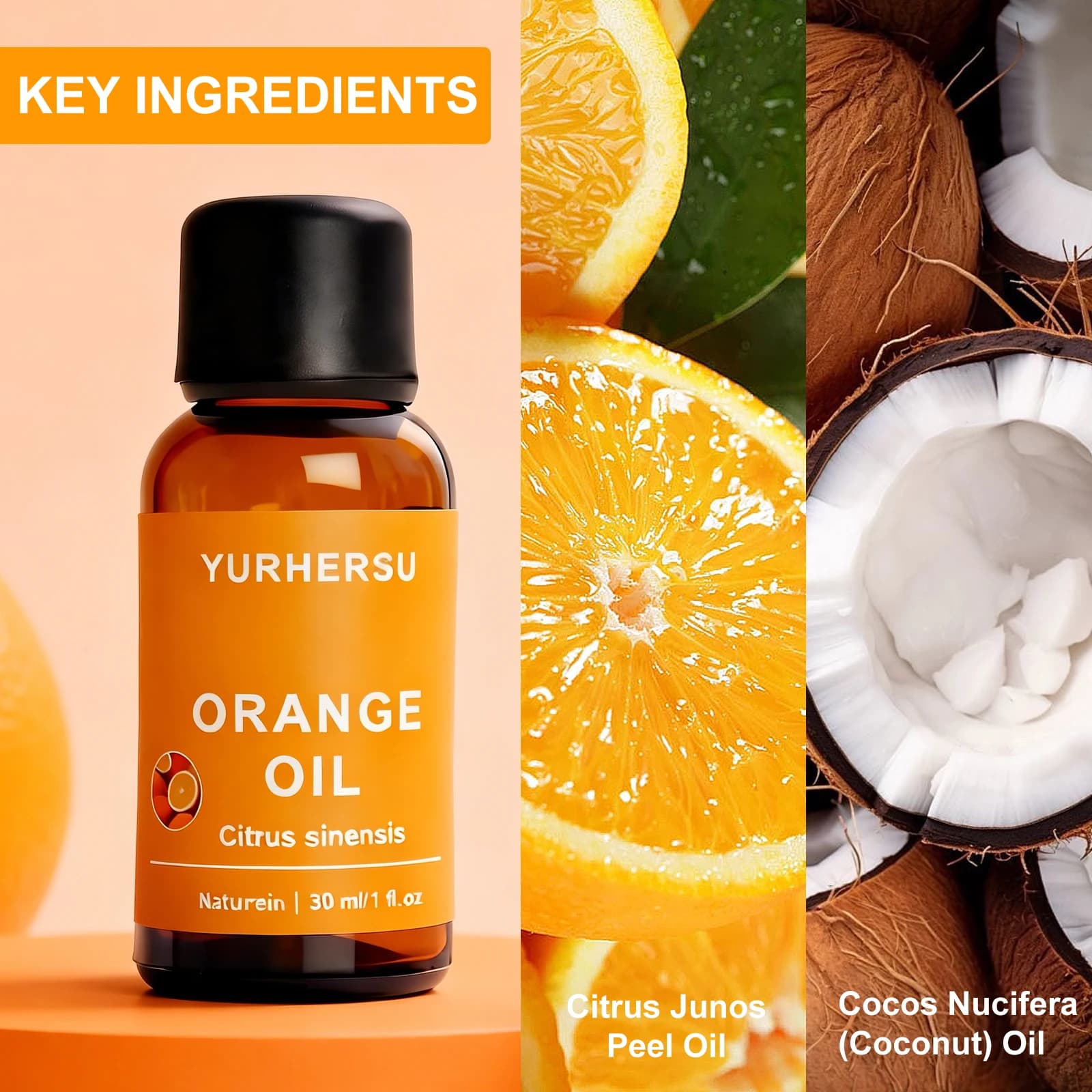 Huile essentielle d'orange pour la peau 30 ml, lueur éclaircissante, soin de l'acné, mélange avec huile transporteuse, douce et naturelle