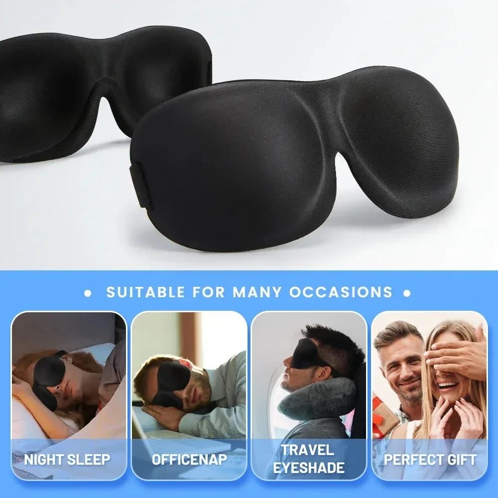 Masque de sommeil 3D en mousse à mémoire de forme souple