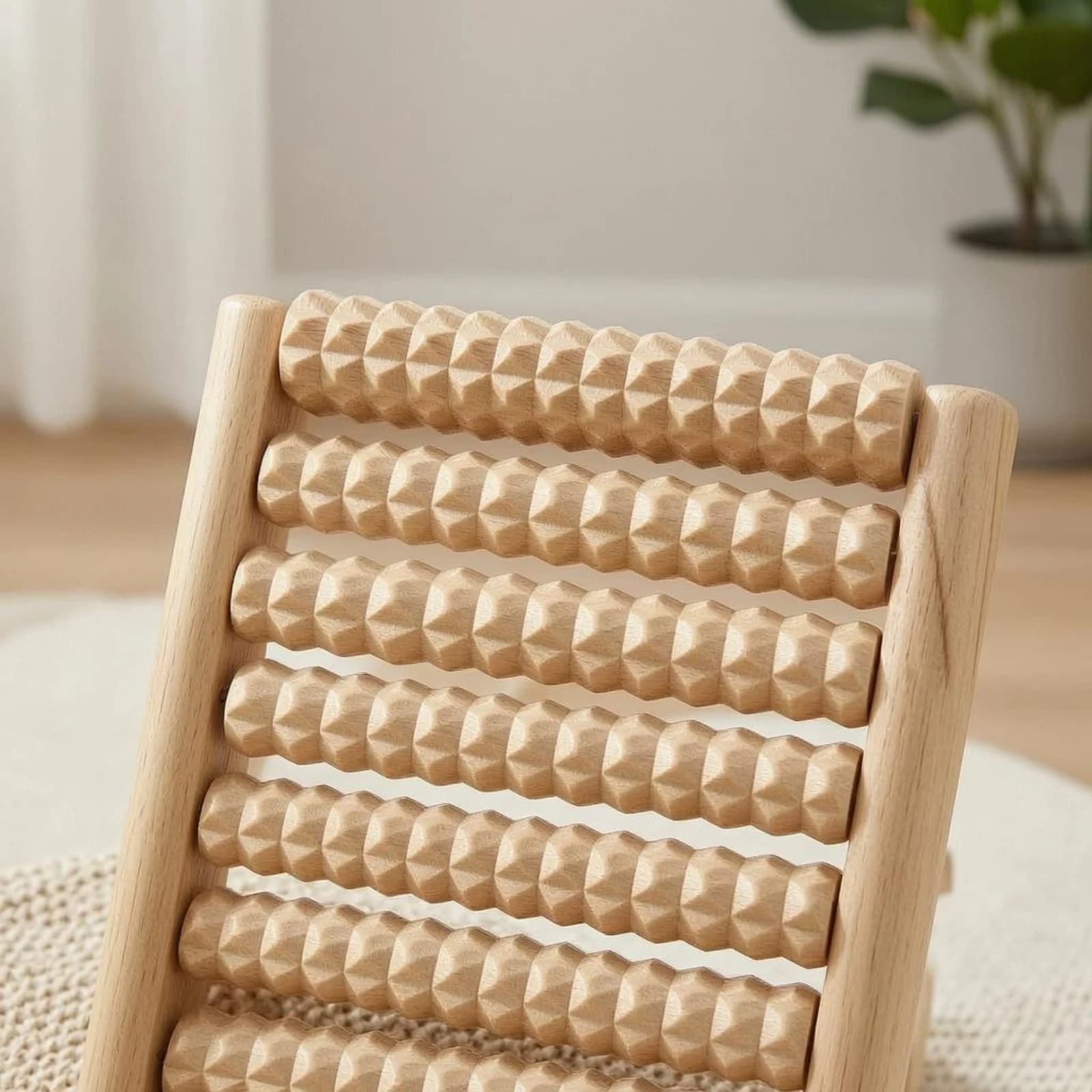 Planche de massage des pieds en bois texturé – Rouleaux