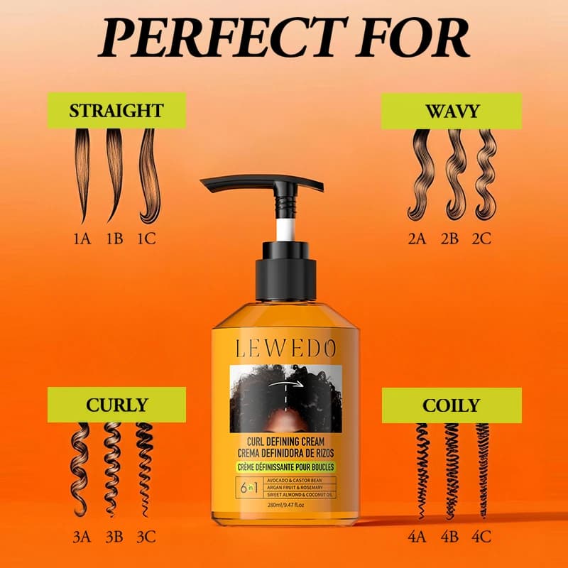 Crème pour cheveux bouclés 280 ml, huile de ricin noire, crème hydratante pour le coiffage des cheveux, crème lissante pour cheveux, anti-frisottis, crème définissante pour cheveux ondulés