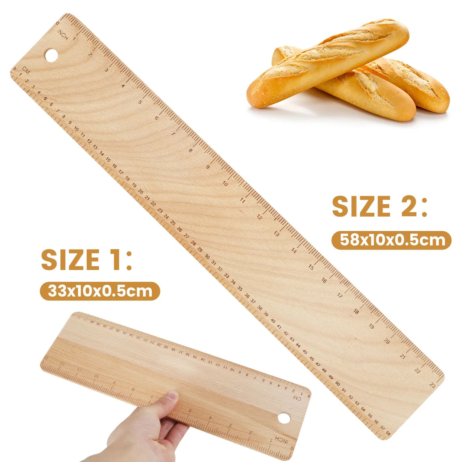 Planche en bois de transfert de Baguette de cuisson, planche à rabat rectangulaire à Double échelle, pâte de Baguette Ciabatta, accessoires de cuisine