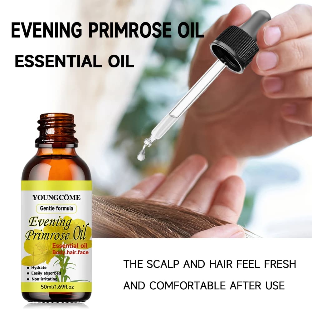 Huile Essentielle Naturelle d'Onagre, Répare les Cheveux Abîmés, Améliore la Qualité des Cheveux, Huile de Soin Hydratante, Soin Hydratant en Profondeur