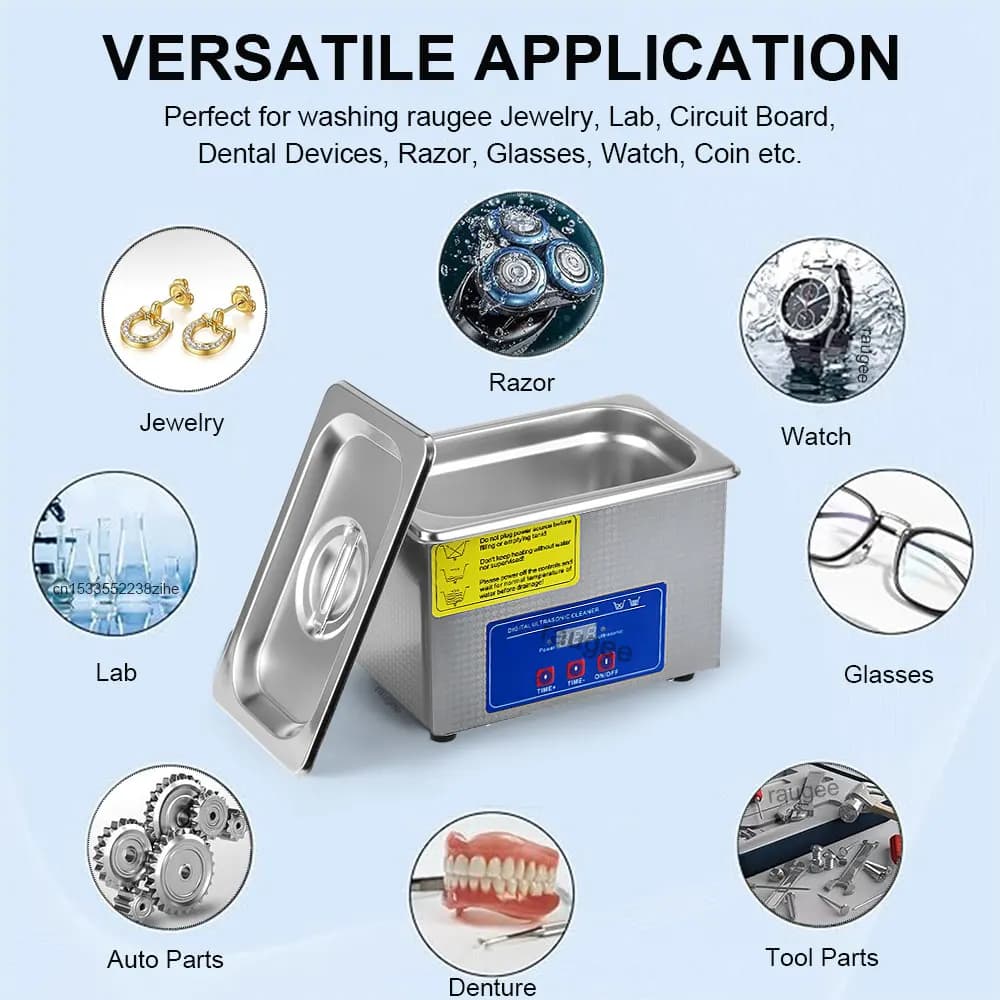 Nettoyeur à ultrasons 40KHZ, bain de lavage à vibrations haute fréquence pour bijoux, montres, lunettes de prothèse dentaire, nettoyeur à ultrasons