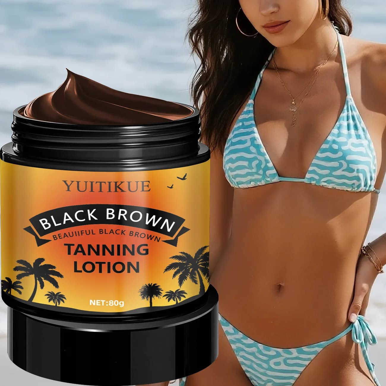 YUITIKUE Lotion Bronzante Marron Noir - Bronzage Sans Sol
