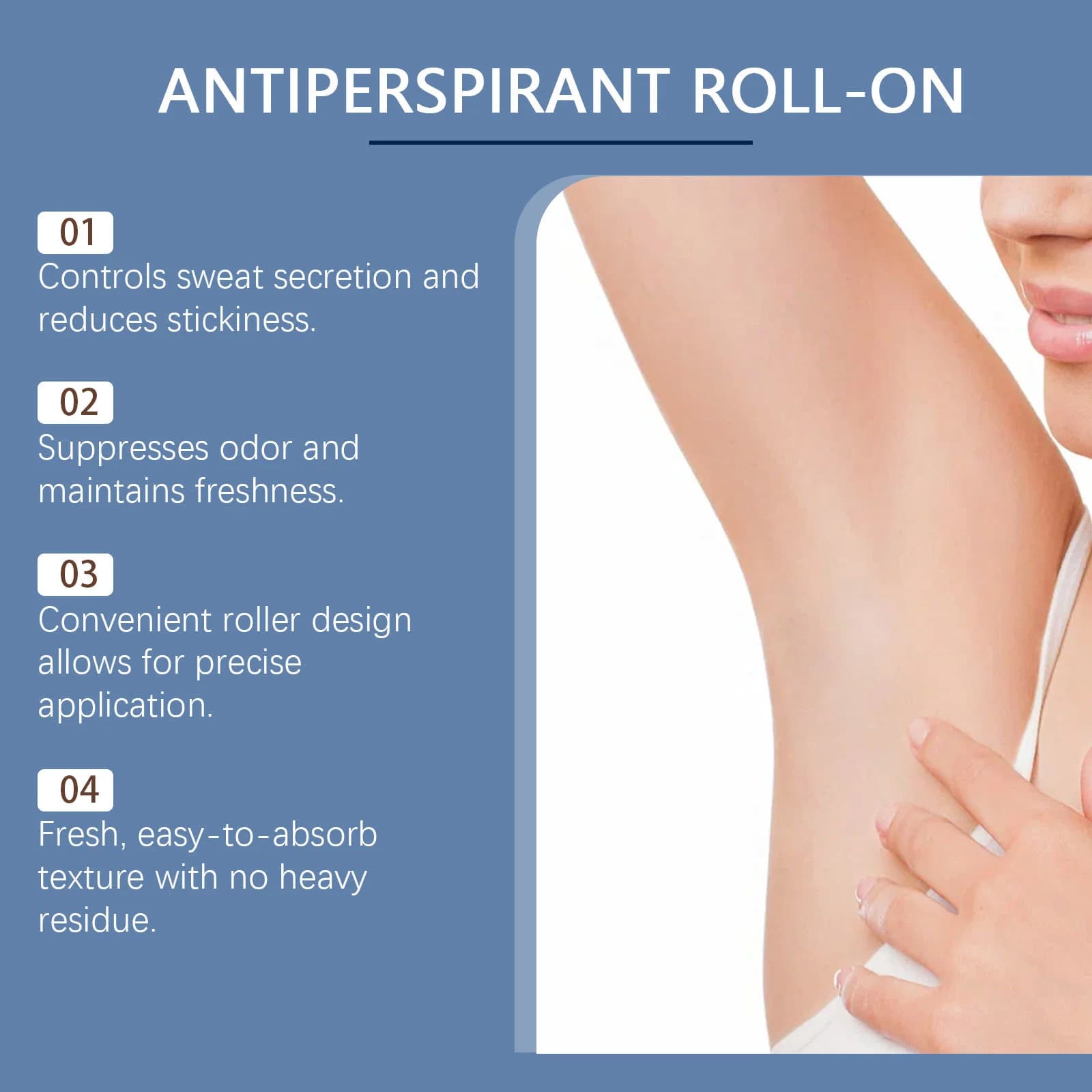 Anti-transpirant sous les bras Roll-On Anti-transpiration élimine les odeurs des aisselles rafraîchissant lisse