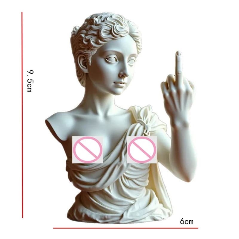 Statue de vénus drôle avec doigt du milieu de la déesse, ornement Miniature en résine, décoration de bureau et de maison