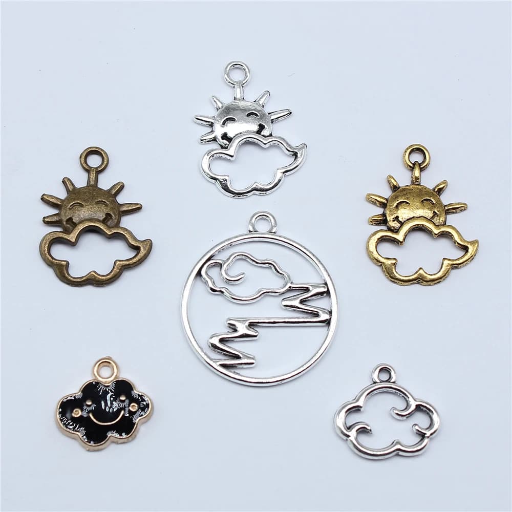 Breloques Tibétaines en Forme de Nuage pour Bijoux, Antique, en Argent, pour Document, DIY, Fait à la Main, 20 Pièces