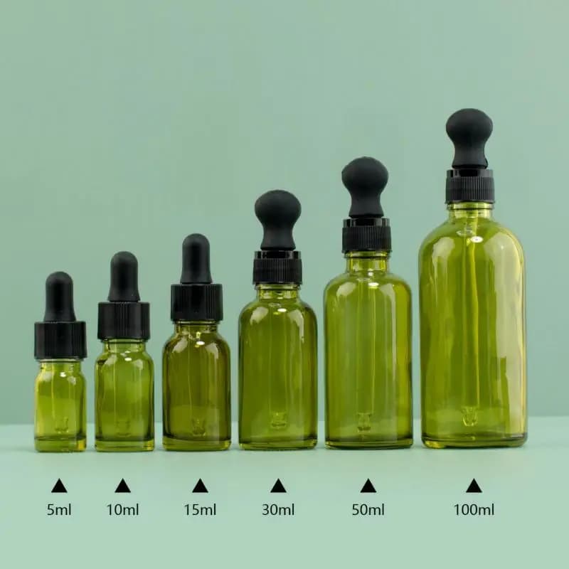 Bouteille d'huile essentielle en verre anti-lumière de 5/10/15/30/50/100 ml avec compte-gouttes