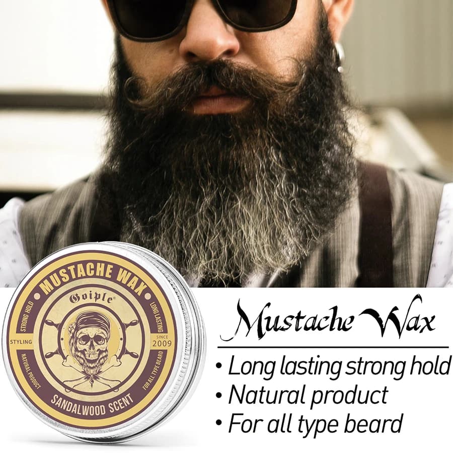 Cire à barbe parfumée au bois de santal pour hommes, produits de traitement des moustaches, soins capillaires du visage, beurre pour adoucir et lisser les barbes, 30g
