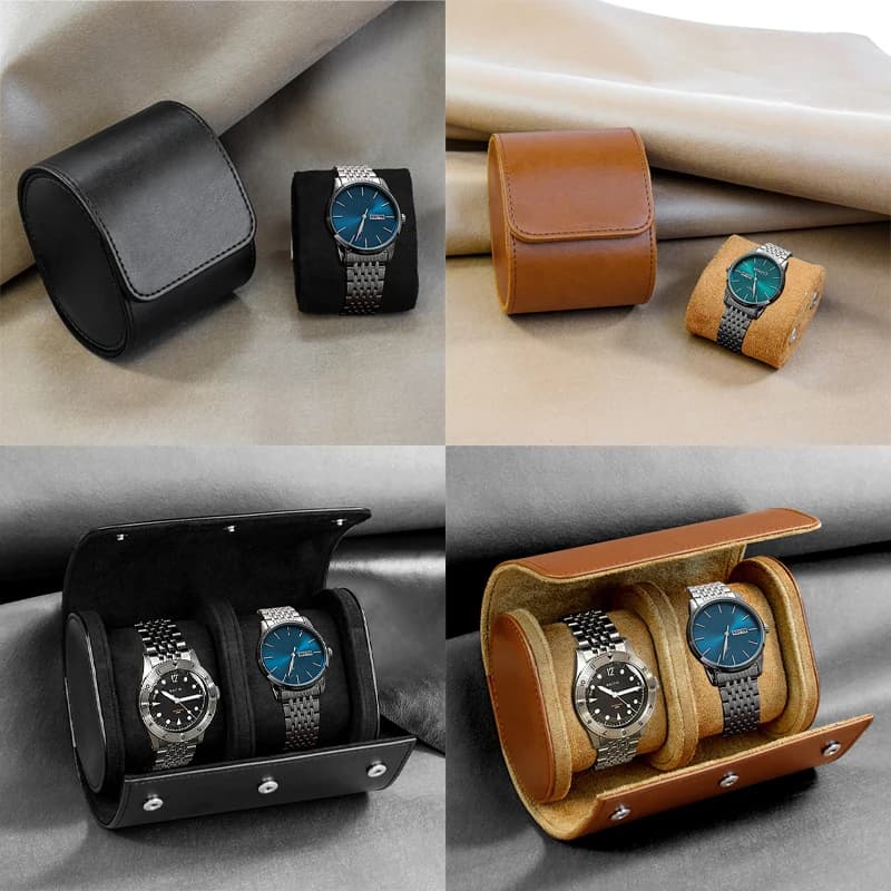 Étui de voyage en rouleau de montre – 3 rangements et organisateurs de montres-stockage sécurisé avec oreillers