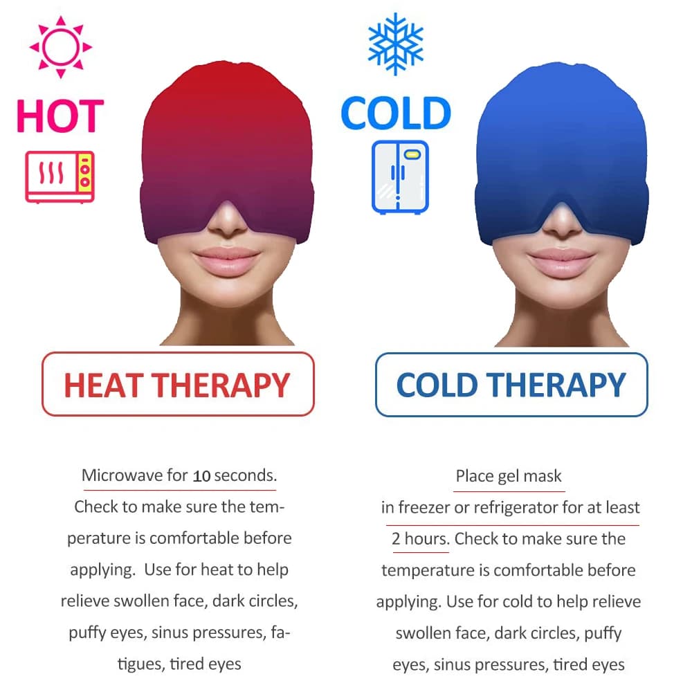 Tête masseur casquette Gel chaud froid maux de tête soulagement de la Migraine capuchon Stress pression soulagement de la douleur Massage Gel chapeau Clod maux de tête