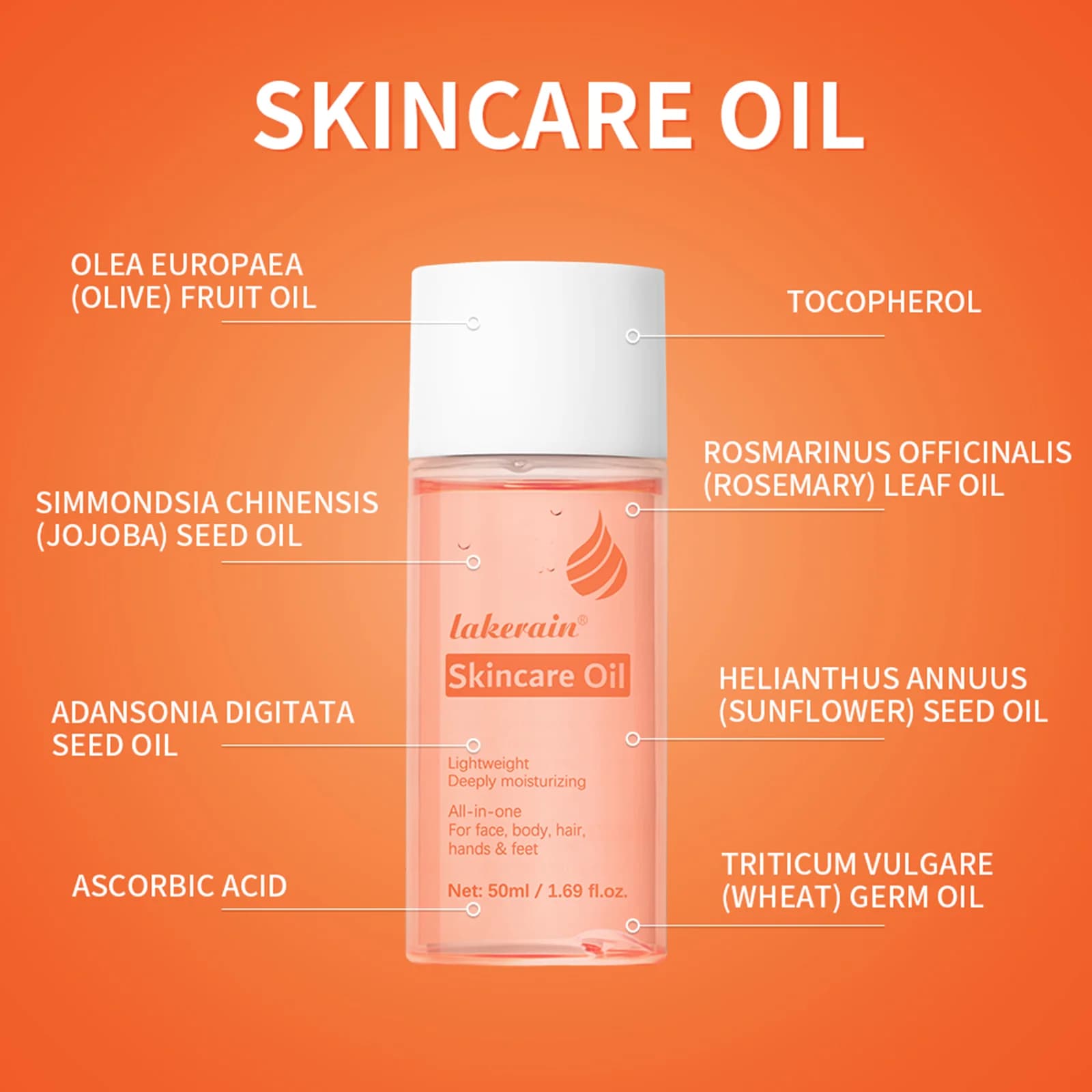 BesSkincare-Huile hydratante pour le corps et le visage, améliore la santé des cheveux, estompe les cicatrices, vitamine A, vitamine E, expecate, soins de la peau