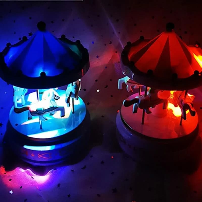 Boîte à musique manège avec lumière LED
