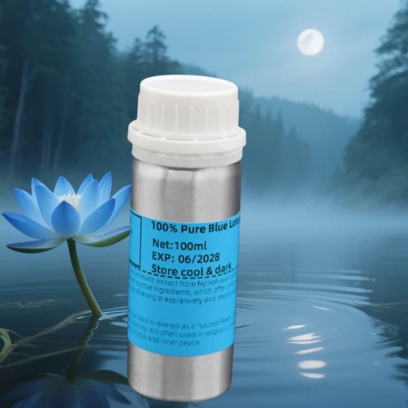 Huile essentielle de lotus bleu bio | Grade de luxe pour la parfumie et la thérapie cutanée | Aide au sommeil et à la