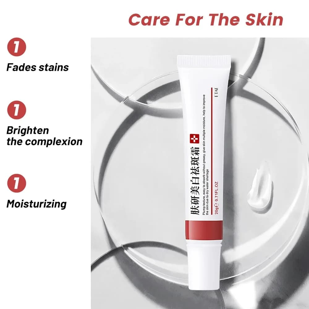 Crème Blanchissante pour Taches de Rousseur, Élimine les Taches Brunes, Anti-Taches et Vieillissement, Estompe la Pigmentation, Melasma, Sérum Éclaircissant pour la Peau, 20g
