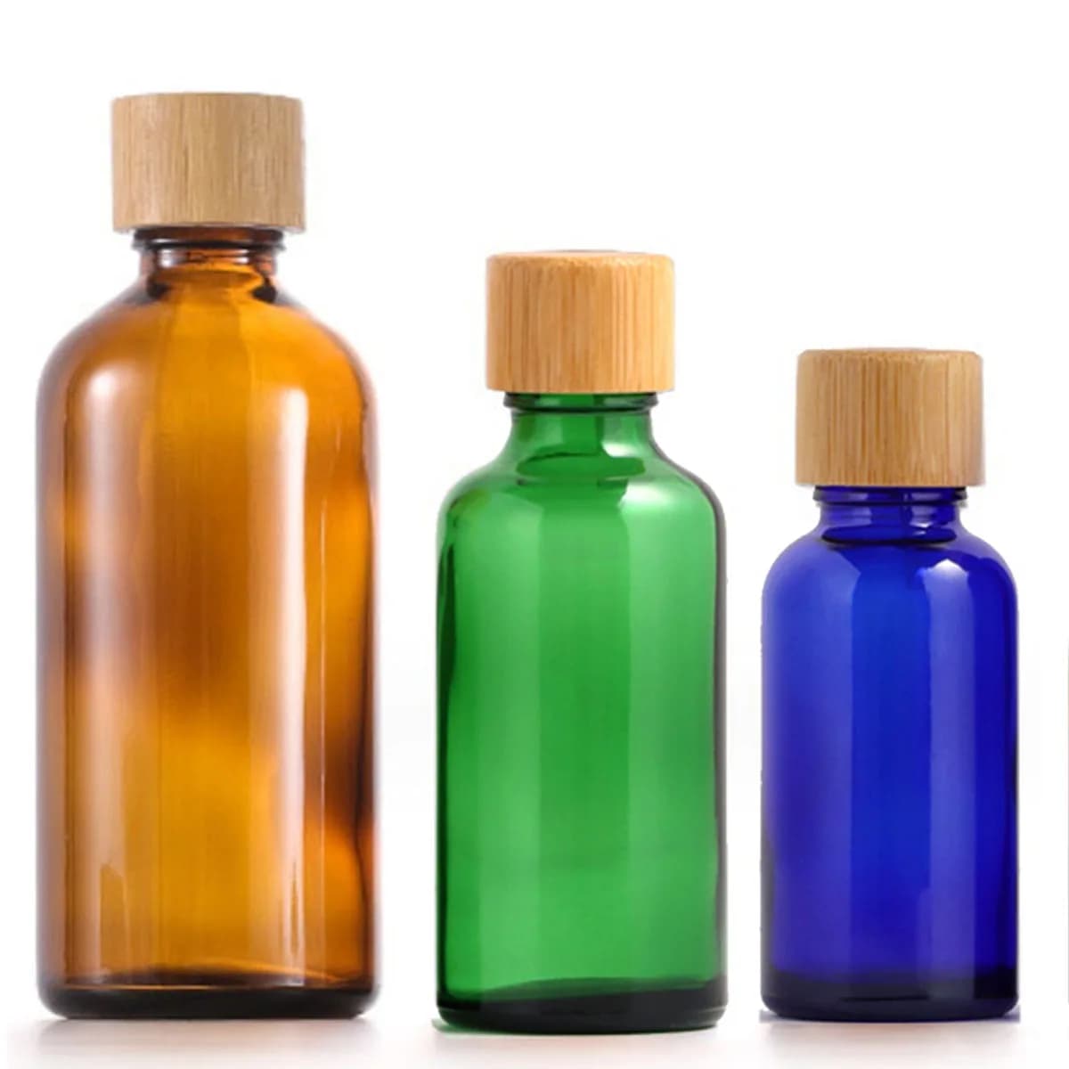 Bouteille d'huiles essentielles en verre ambre/bleu/vert