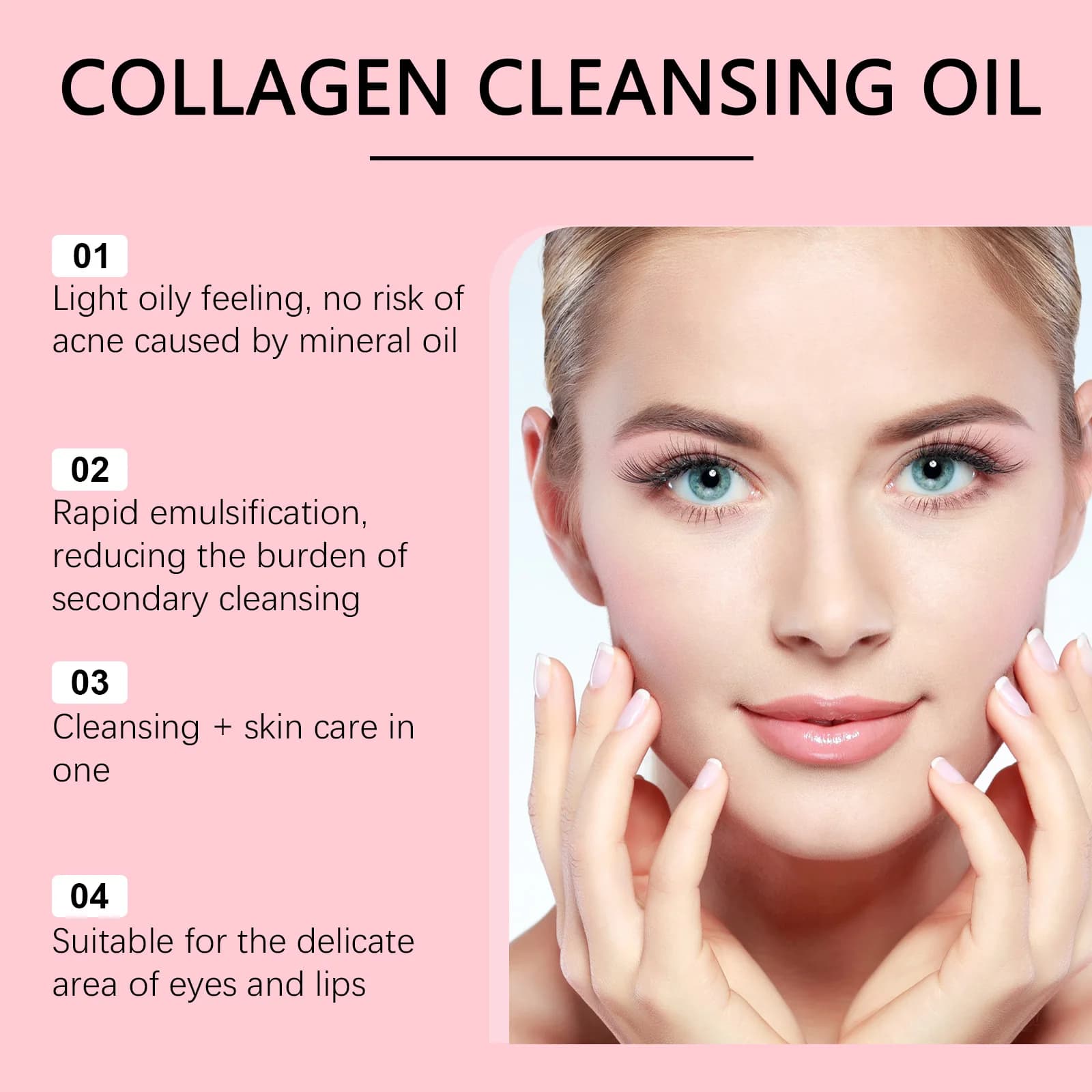 Huile nettoyante au collagène démaquillant nettoyage en profondeur des Pores Exfoliation dissoudre crème solaire points noirs rafraîchir huile démaquillante