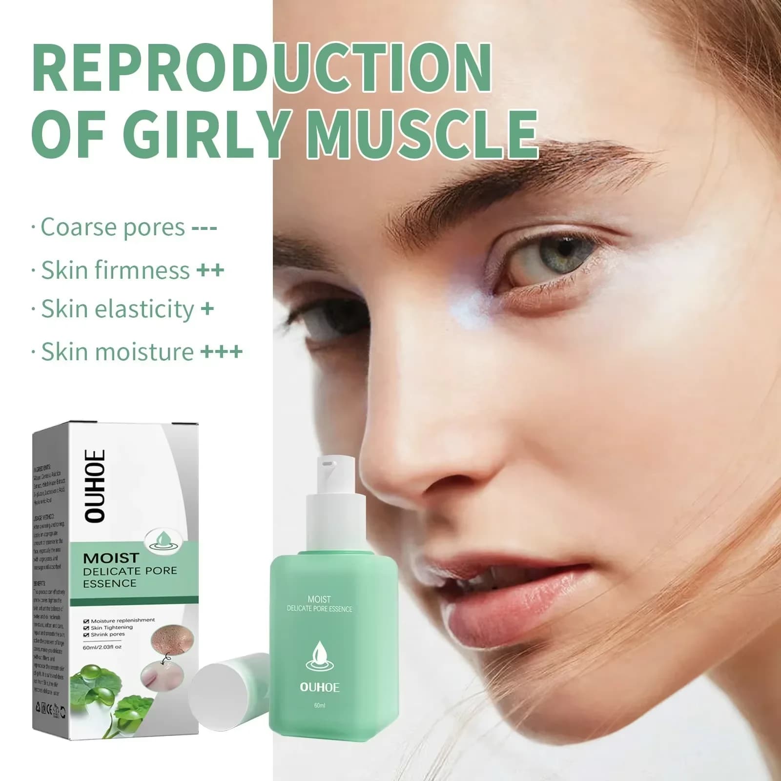 Sérum hydratant rétrécissant les pores, contrôle de l'huile, essence, élimine l'acné, points noirs, nettoyage en profondeur, raffermissement des pores, raffermissement du visage