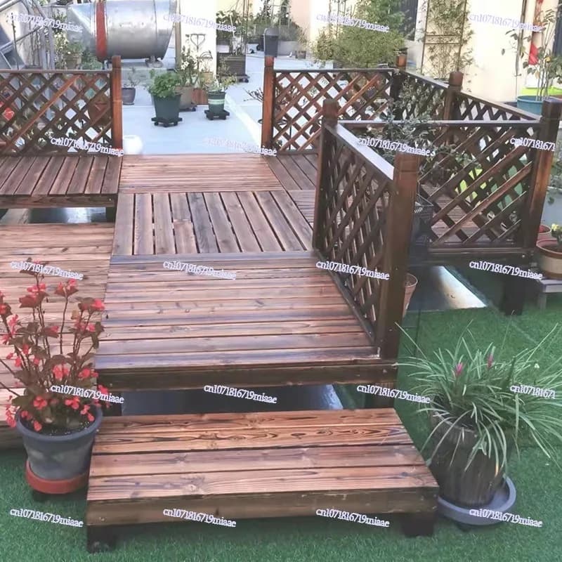 Faire un sol extérieur en bois anticorrosif terrasse jardin cour plancher panneau de bois carbonisé étanche balcon marches extérieures