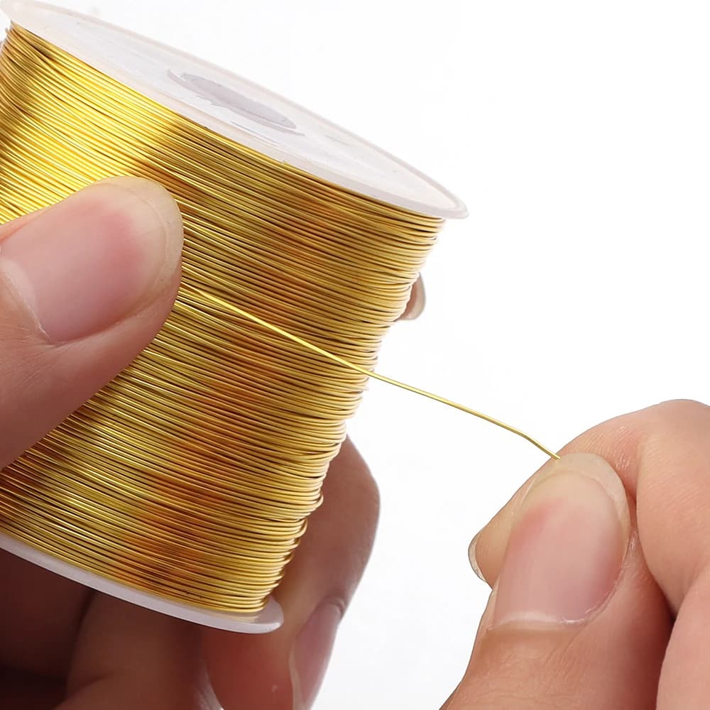 Fil de cuivre couleur or 15-100M/rouleau, pour bricolage, fournitures de fabrication de bijoux faits à la main, accessoires de bijoux, matériaux de perles, vente en gros