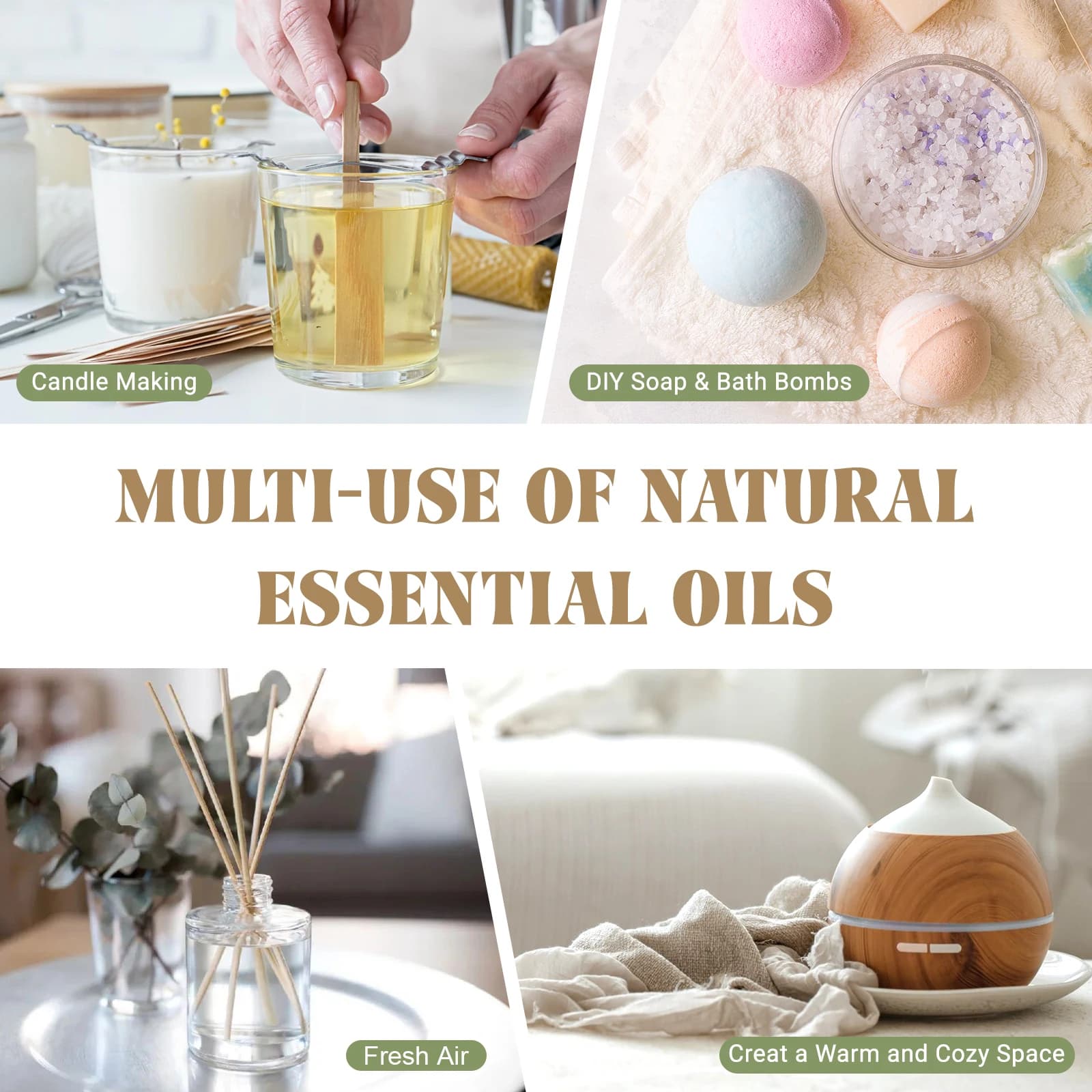 EUQEE 10 ml/118 ml huile essentielle d'aromathérapie pour diffuseur-arergamot Eucalyptus bois de santal cannelle lavande arôme huiles essentielles