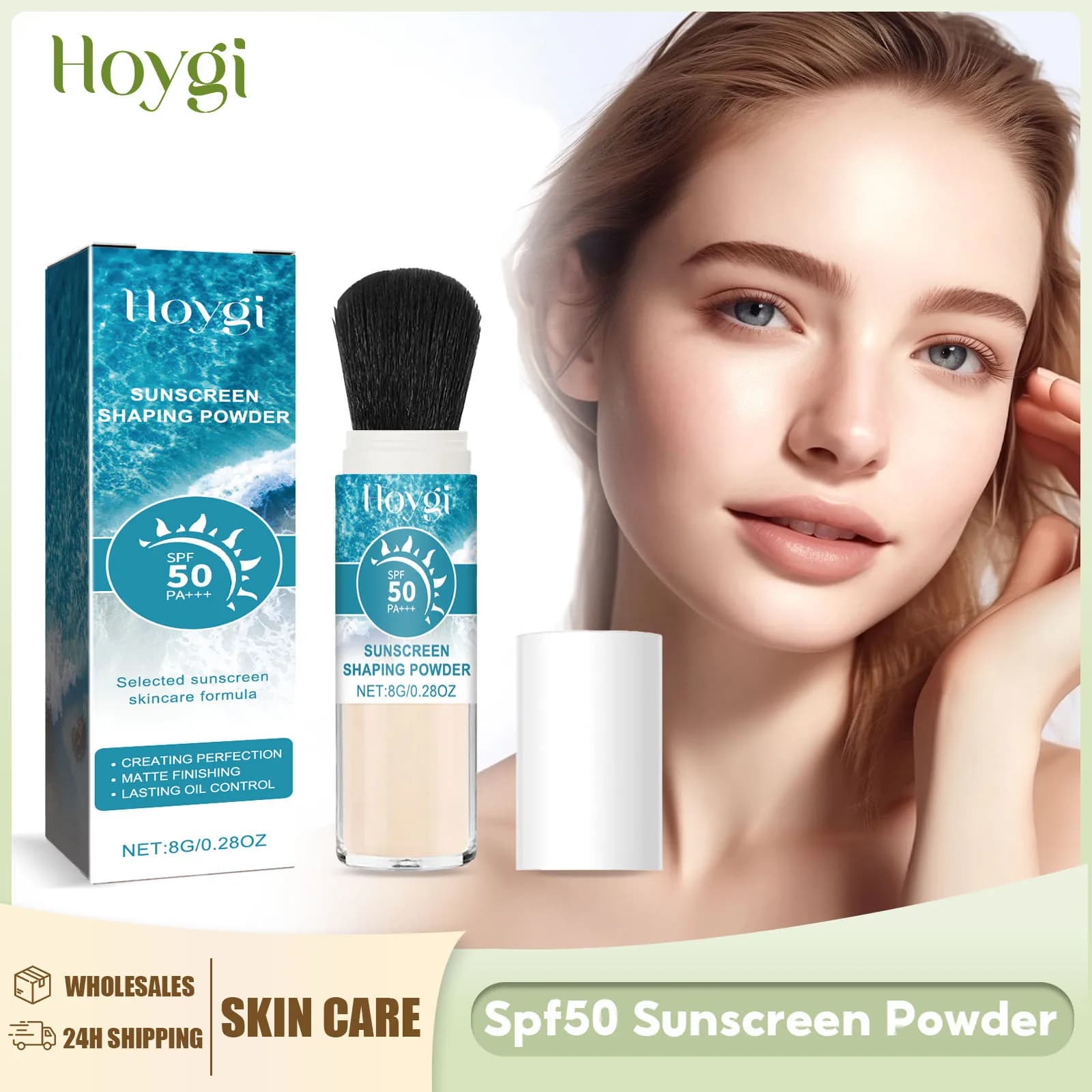 Poudre libre de protection solaire SPF50, couvrant le contrôle de l'huile des pores, translucide, mate, imperméable, couverture complète, poudre de réglage du maquillage