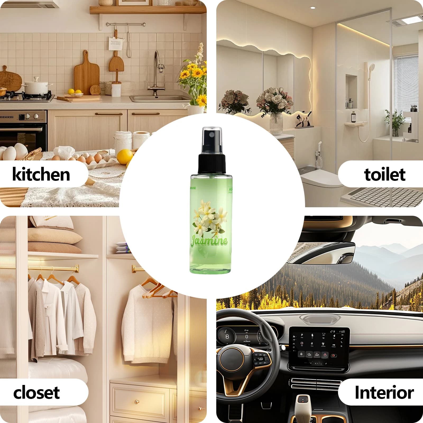 Désodorisant pulvérisé à la main parfumé au JASMINE 100 ml – Spray pour voiture