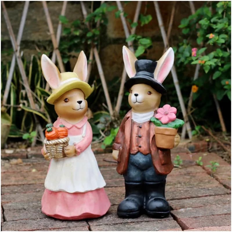 Statue de jardin de lapin en plein air