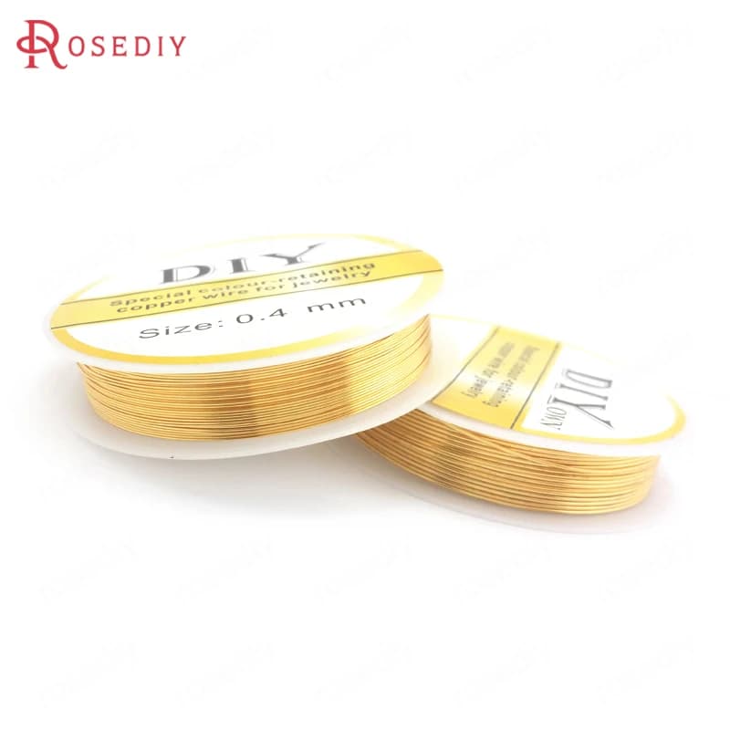 2 rouleaux d'épaisseur 0.2MM ~ 1MM, couleur or 24K, cuivre, forme de fil métallique, fournitures de fabrication de bijoux, accessoires de bricolage
