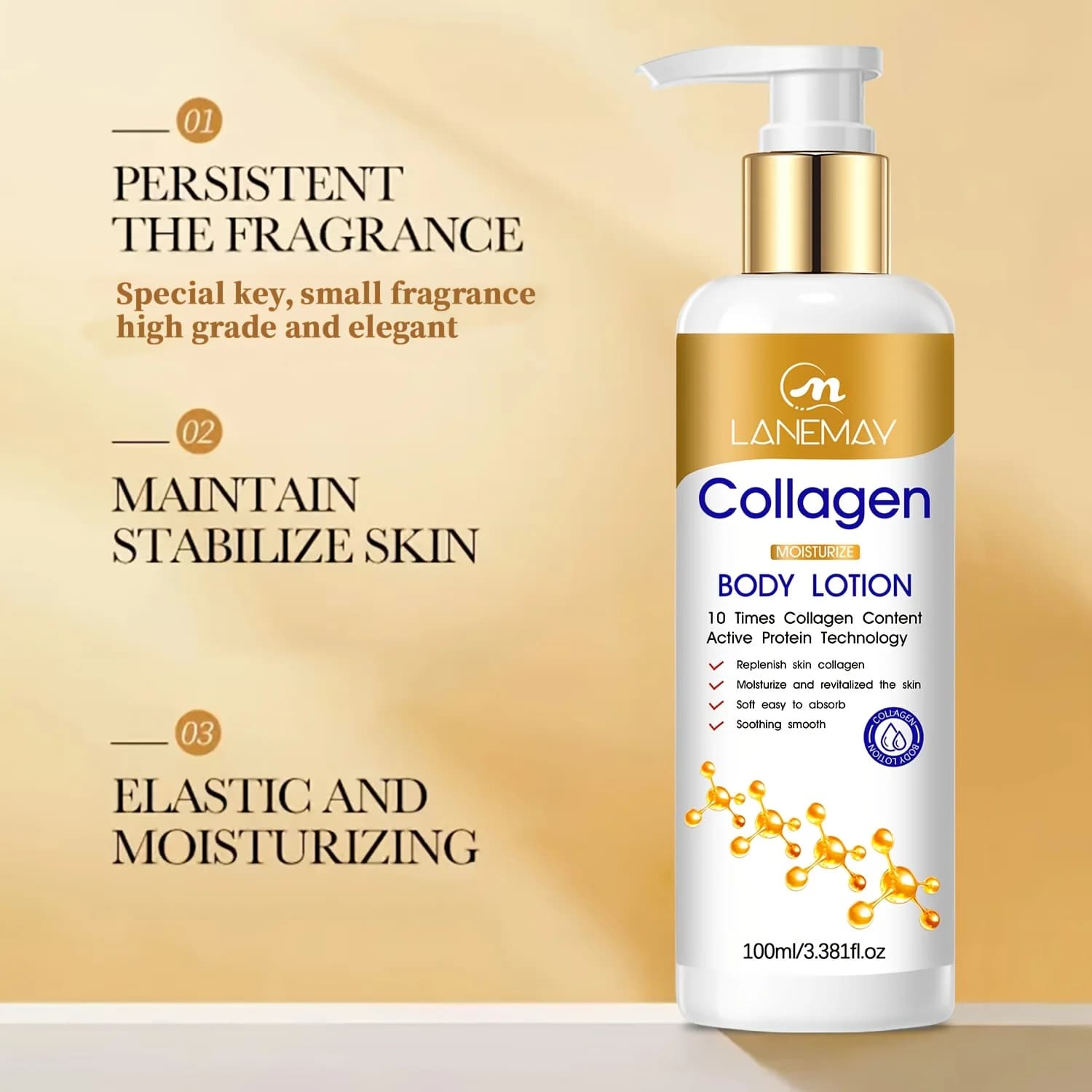 Lotion pour le corps hydratante au collagène – Peau sèche et déshydratée hydratante, légère et non grasse pour la peau