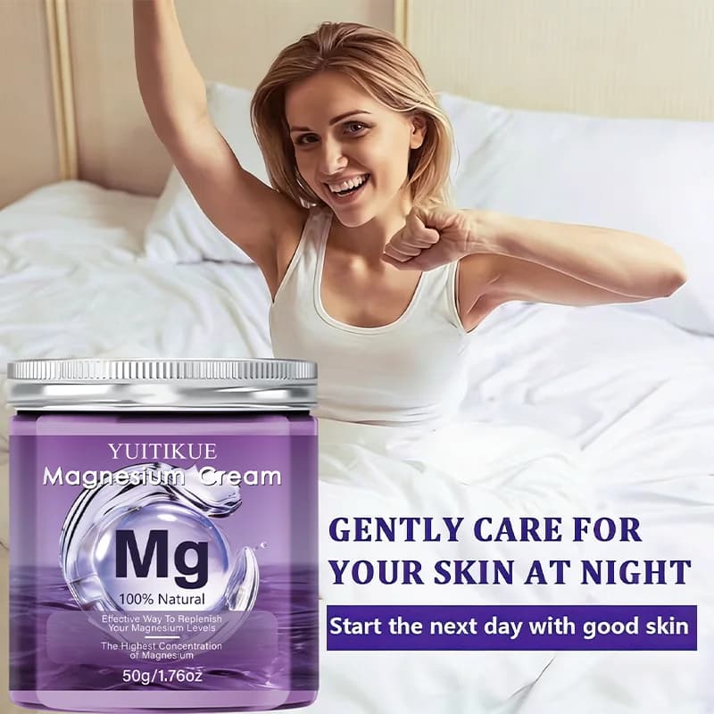Crème au magnésium premium YUITIKUE | 100% Naturel Haute Concentration | Soin Reconstituant au Magnésium 50g