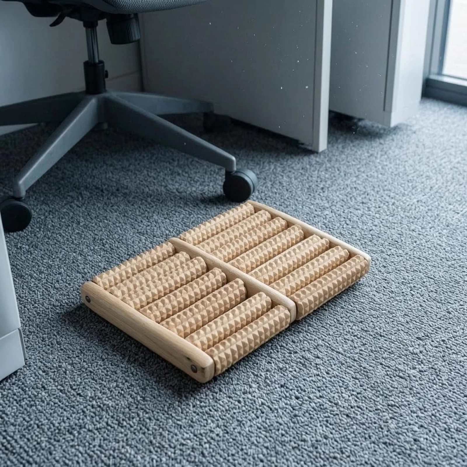 Planche de massage des pieds en bois texturé – Rouleaux