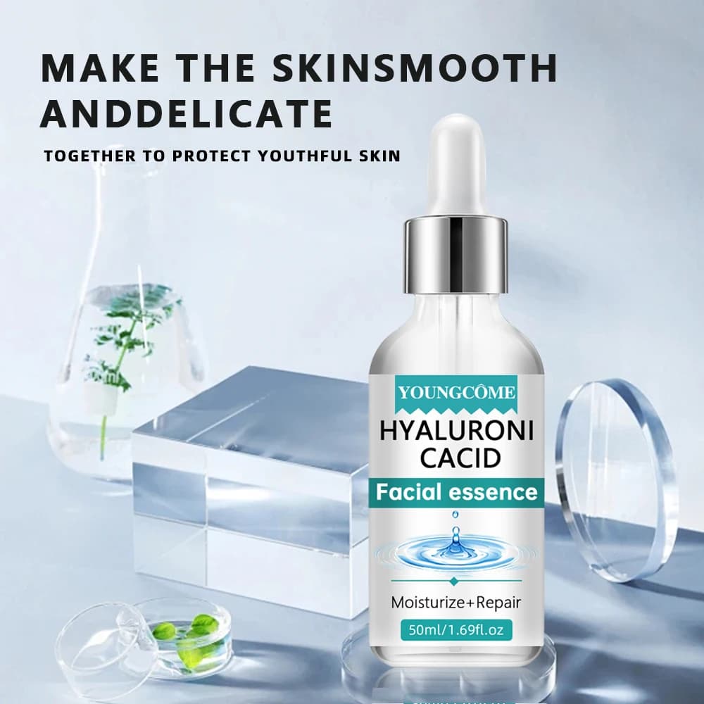 Sérum facial à l'acide hyaluronique, un facteur cffactor naturel, peut bouhumide pendant une longue période, garde la peau hydratée, élastique