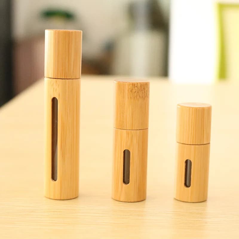 Bouteille fendue d'huile essentielle avec bouchon en bambou naturel, bois Mars, perle de marche, fenêtre, pad-embouteillage de nouilles, rouleau à rouler, 3ml, 5ml, 10ml
