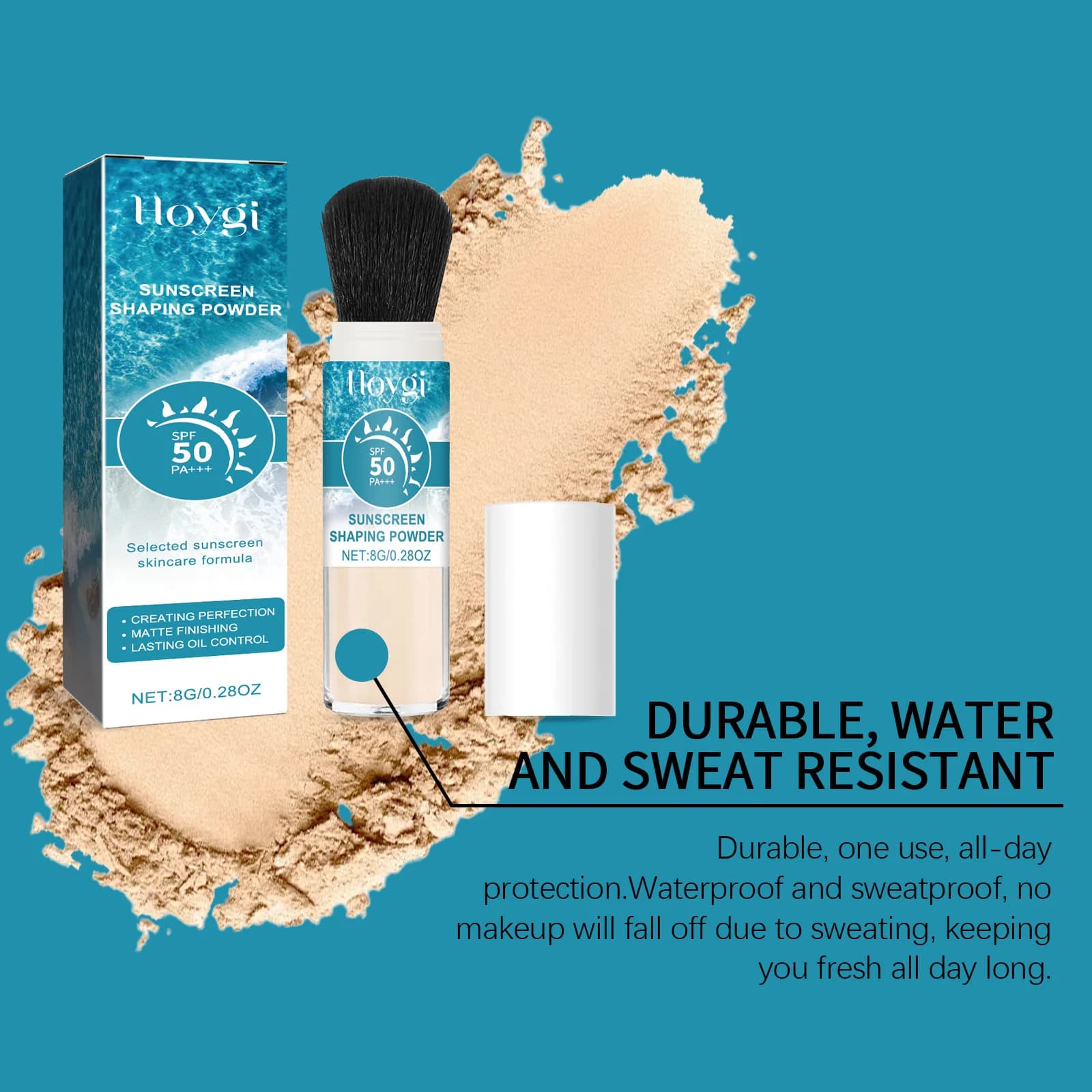 Poudre libre de protection solaire SPF50, couvrant le contrôle de l'huile des pores, translucide, mate, imperméable, couverture complète, poudre de réglage du maquillage