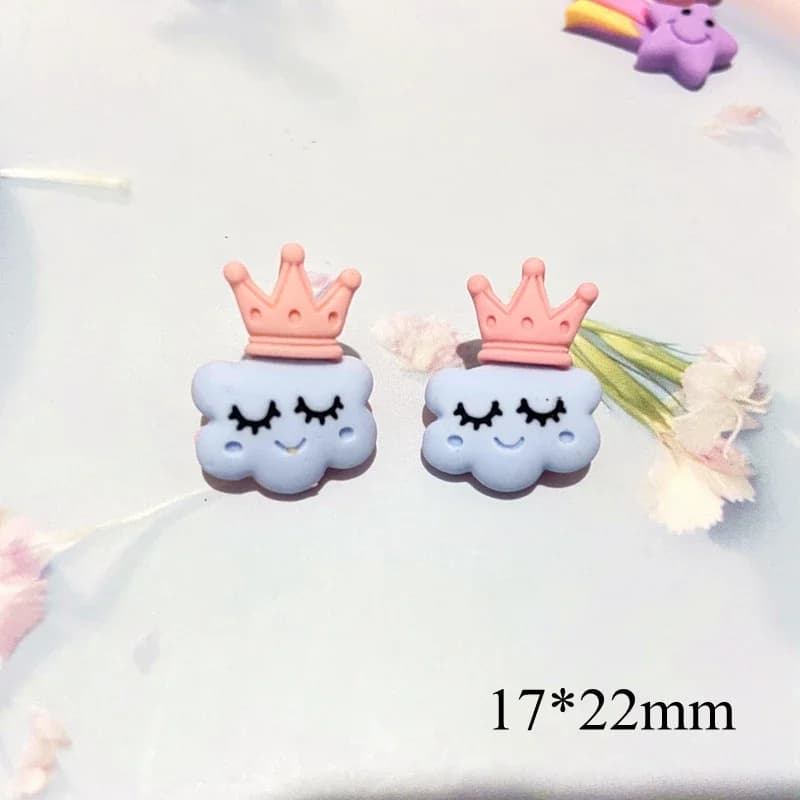 10 pièces arc-en-ciel fleur couronne nuage mignon planaire résine bricolage artisanat fournitures coque de téléphone décor à la maison matériel pince à cheveux accessoires