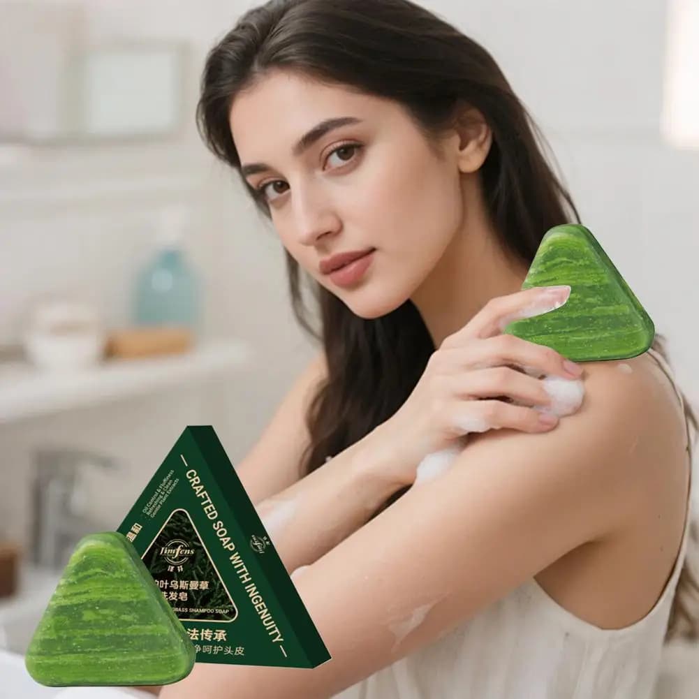 Usman herbe shampooing savon feuille de cyprès Polygonatum extrait de plante à base de plantes rafraîchissant propre huile contrôle et démangeaisons 120g