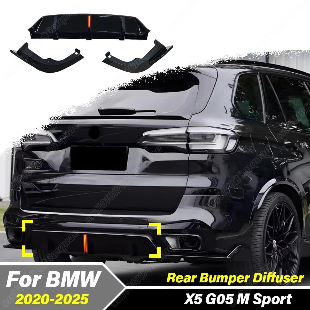 Diffuseur de pare-chocs arrière avec LED pour BMW X5 G05 M50i M50d M60i M60d 40i M Sport 2020 2021 2022 2023 2024 2025