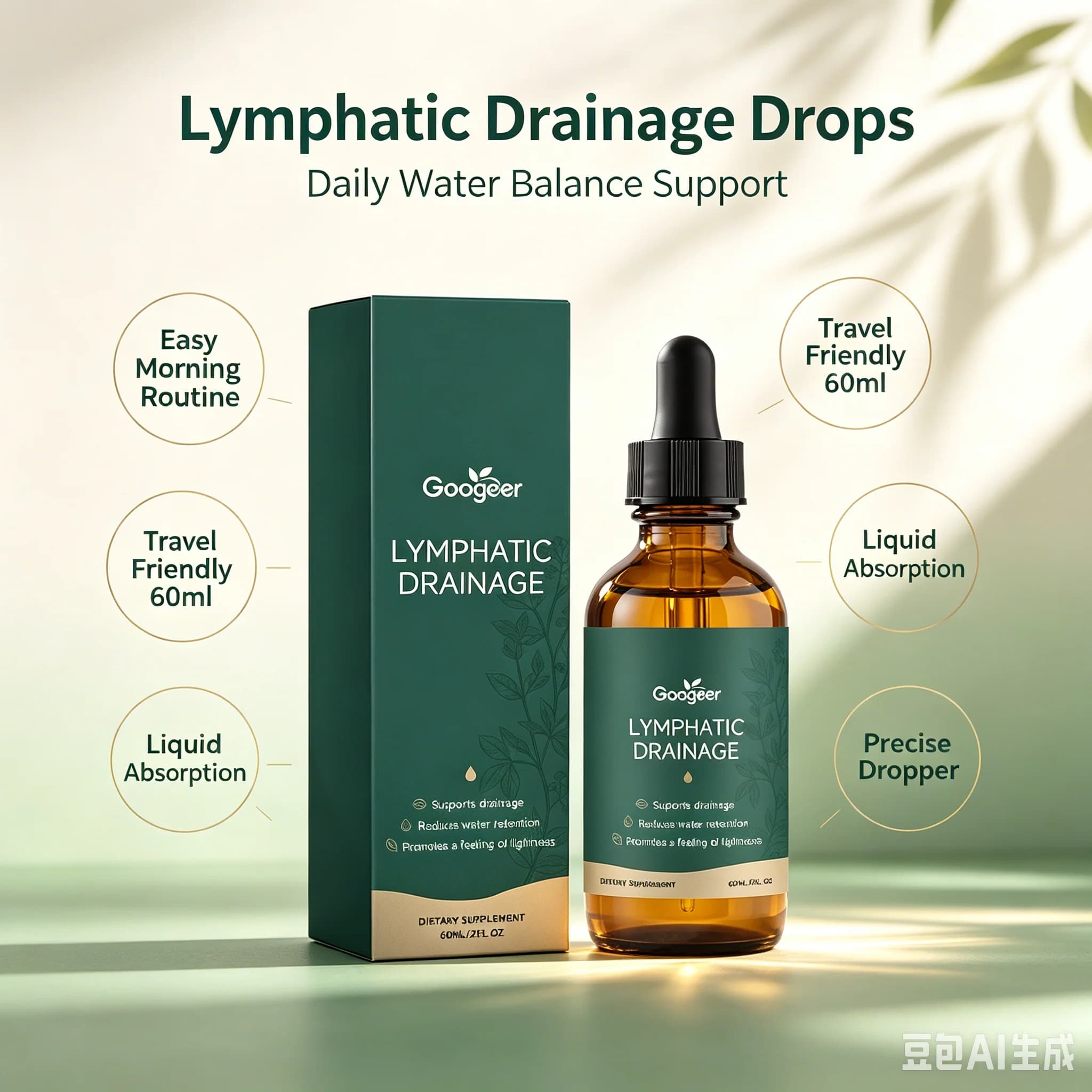 Gouttes de drainage lymphatique à base de plantes pour soulager les ballonnements