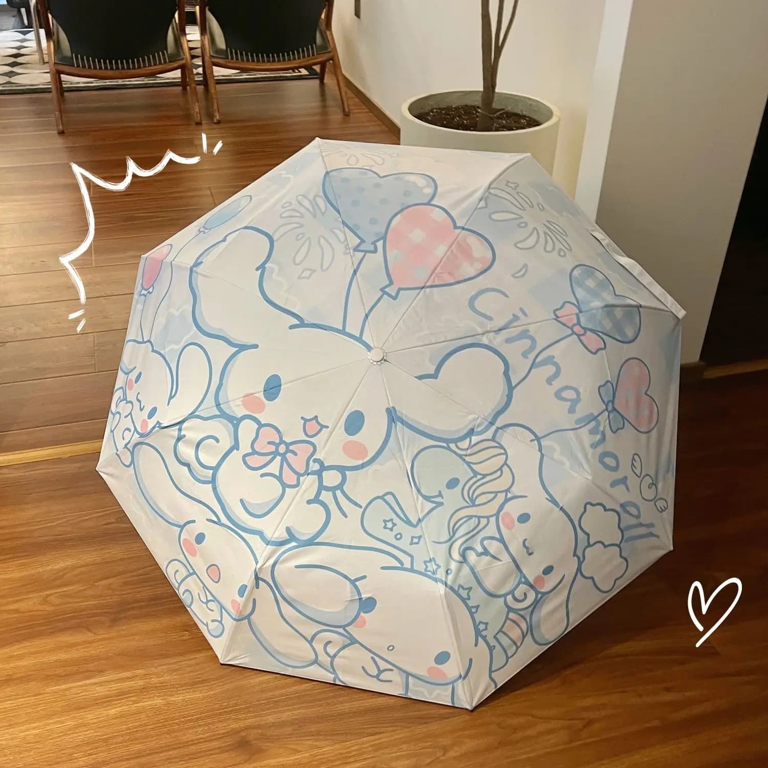 Parapluie Sanrio Cinnamoroll Kuromi, protection UV contre le soleil et la pluie, pliable, compact, parasol de voyage, mignon, Kawaii, léger, pour l'extérieur, pour étudiants