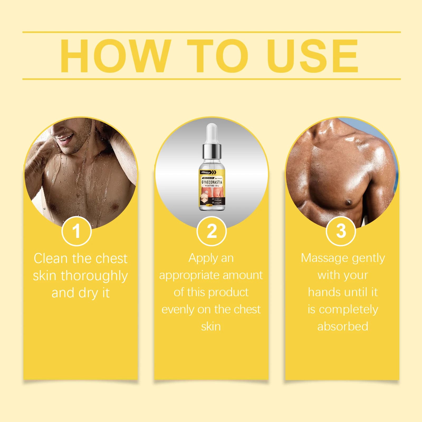 Huile Essentielle pour le Soin des Muscles Thoraciques des Hommes - Huile de Soin pour Raffermir et Tonifier la Poitrine, Nourrissante pour l'Élasticité de la Peau