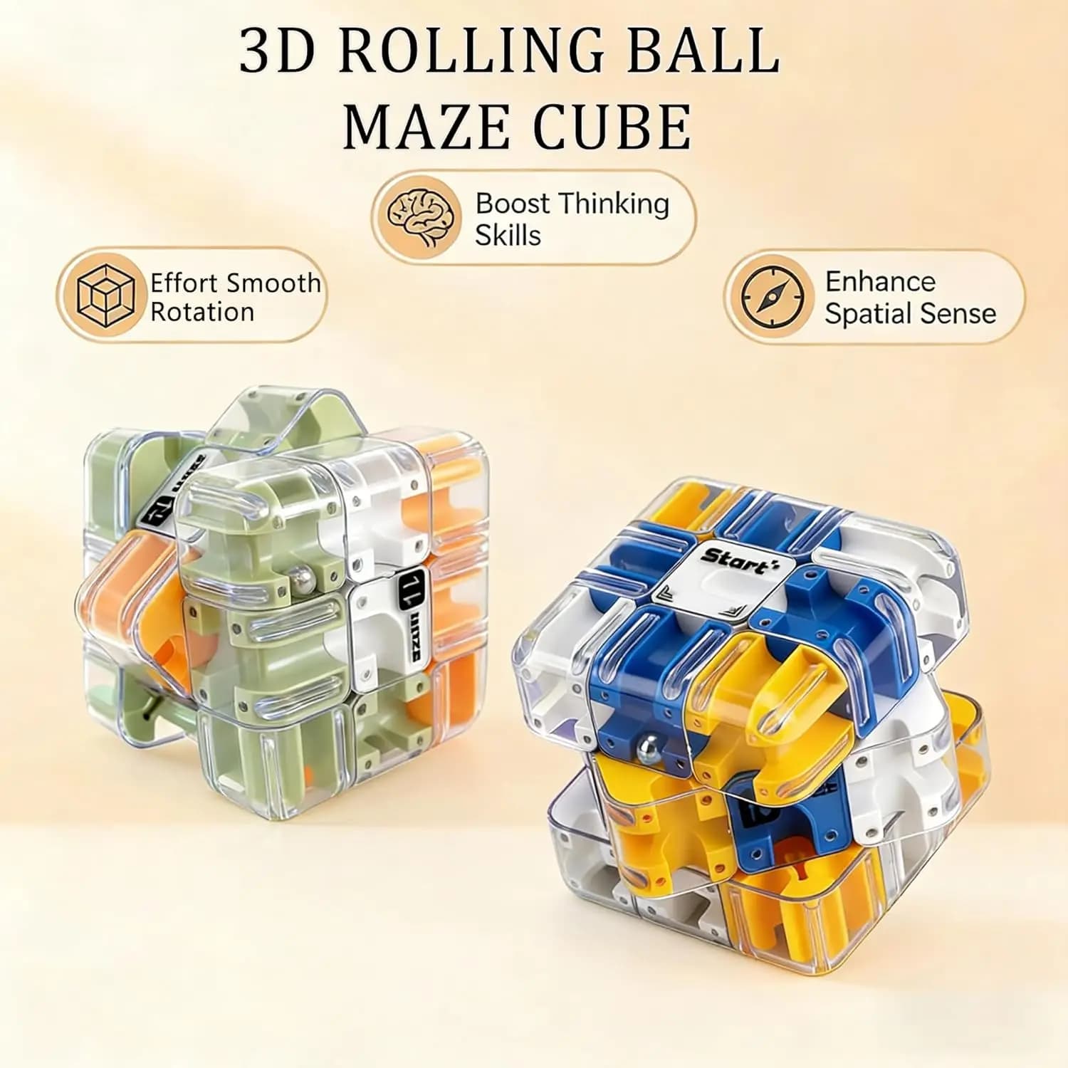 Casse-tête 3D en forme de cube labyrinthe à billes roulantes, jeu de compétition entre frères et sœurs, jouet anti-stress, cadeau